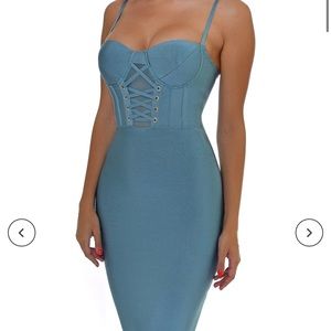 Emprada Blue Corset Bandage Dress